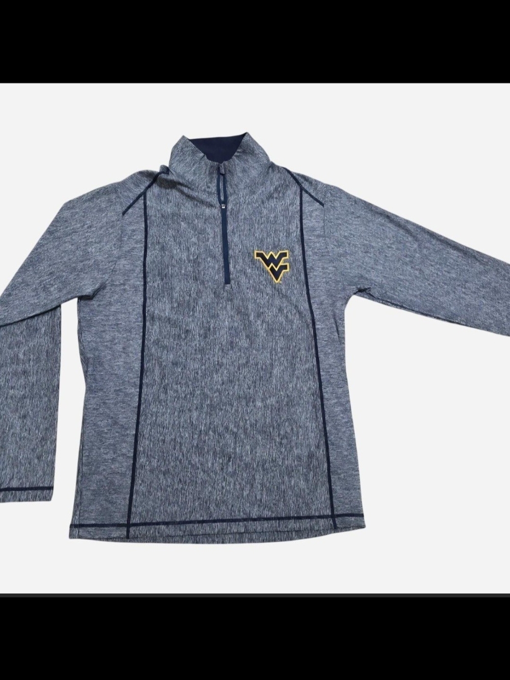 Antigua WVU Mountaineers Heathered Navy & Gold Quarter-Zip Pullover Medium